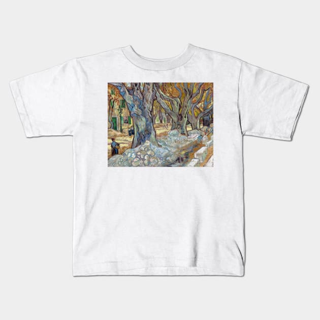 Vincent van Gogh The Large Plane Trees (Road Menders at Saint-Rémy) Kids T-Shirt by pdpress